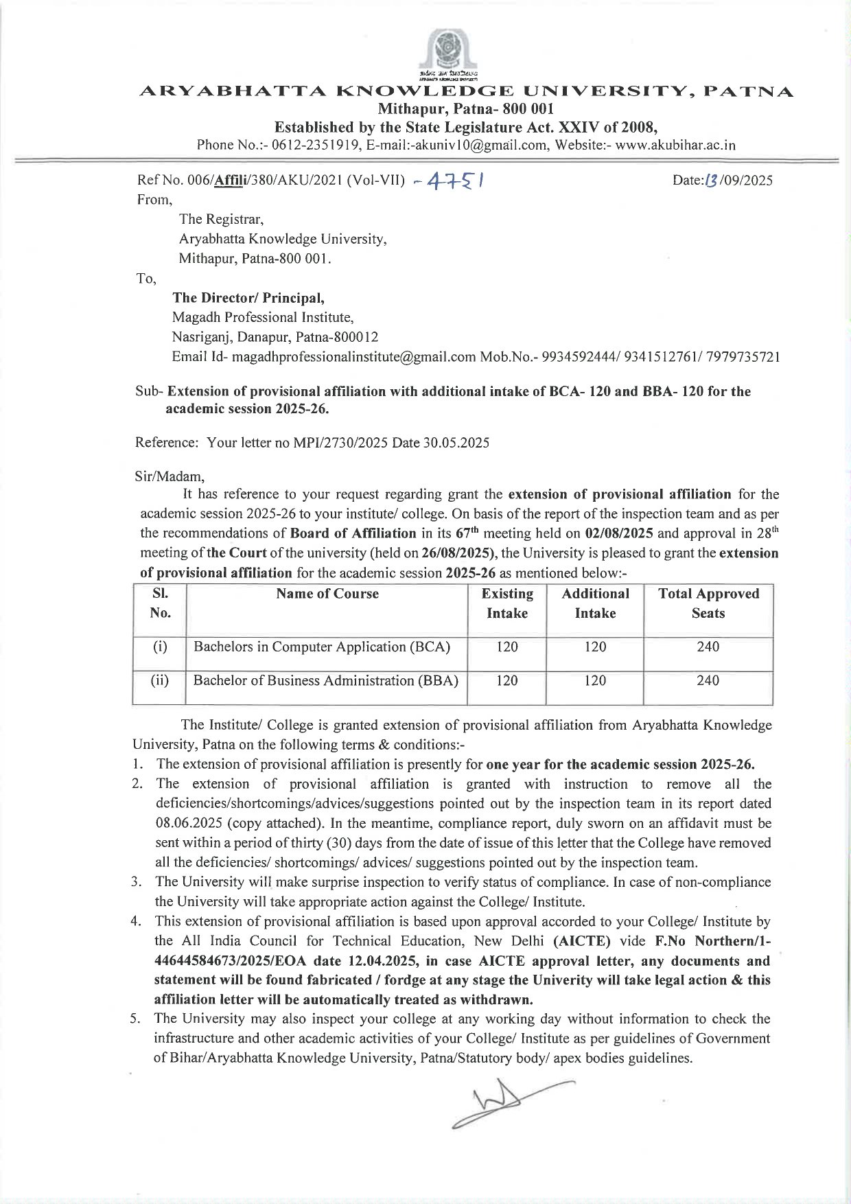 AKU Affiliation Letter